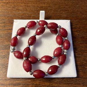 Plum/Maroon Stone Stretch Bracelets